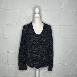 J. Crew Women's Navy Blue Micro-Tweed Zipper Blazer Long Sleeve Jacket Size XL